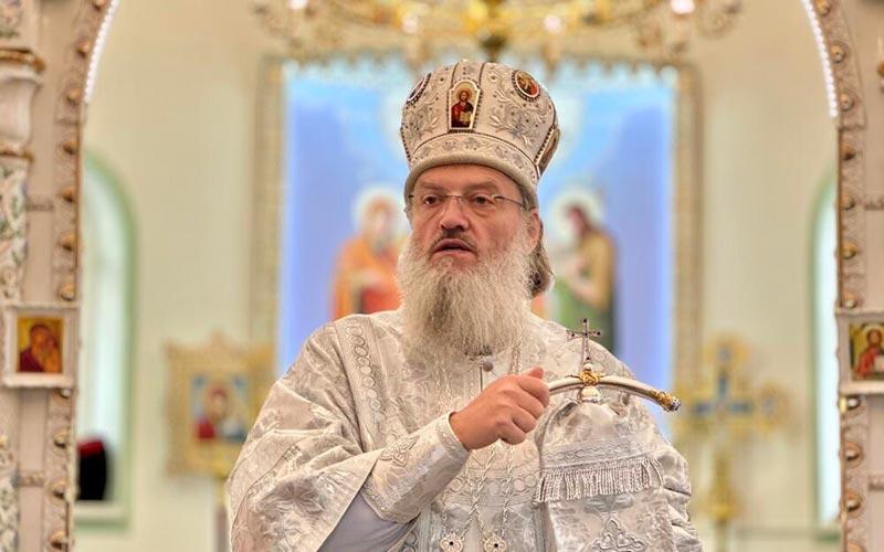 митрополит запорошко-мелитопољски Лука проповеда у Свето-Николајевком манастиру у Запорожју октобра 2025.