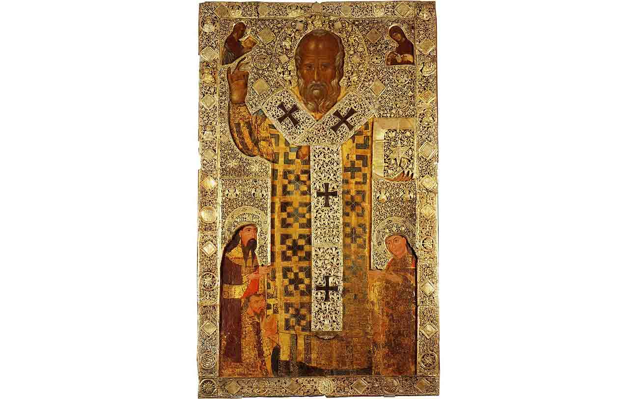 Икона Светог Николе са српским владарима из Барија са сребрним оковом, Wikipedia