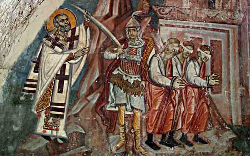 Свети Никола спасава од погубљења три човека, Сопоћани, параклис Светог Николе