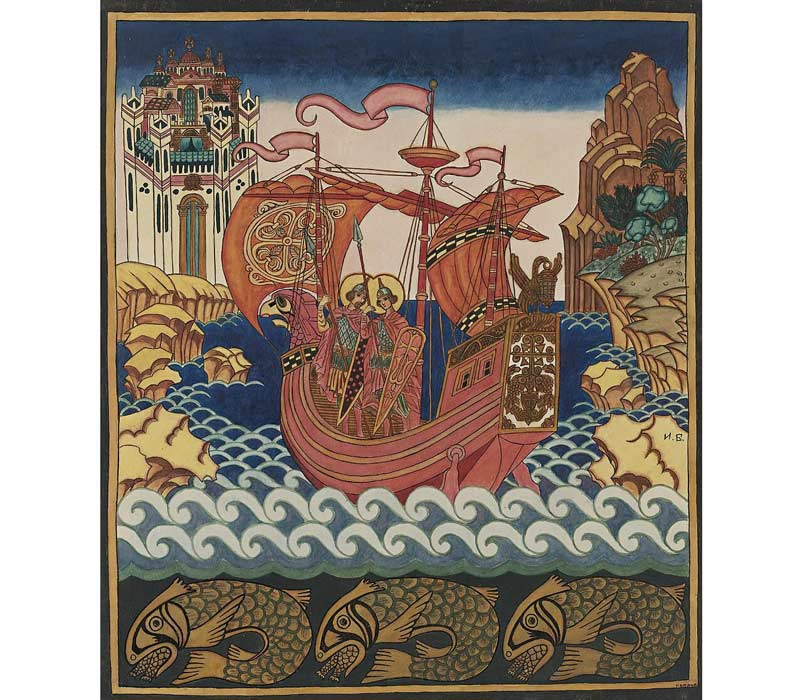 Борос и Глеб на корабљи, Билибин (1926.)