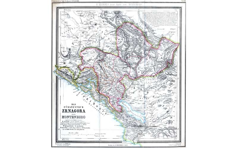 Стара Црна Гора (са Брдима) на карти из 1862. године
