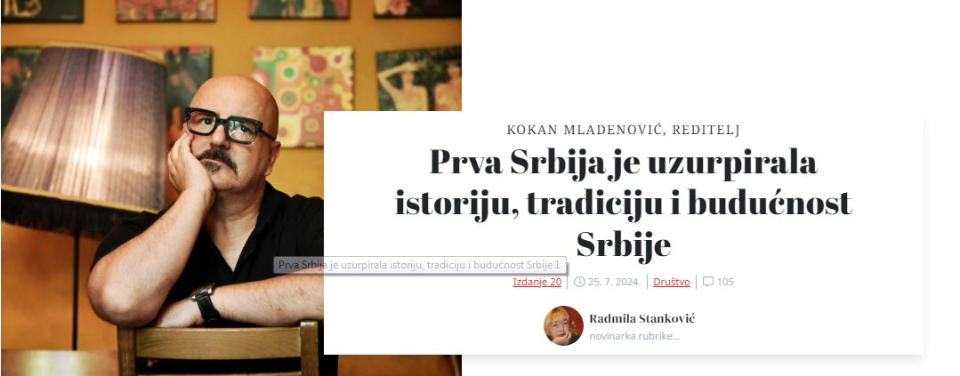 снимак екрана публикације Radara