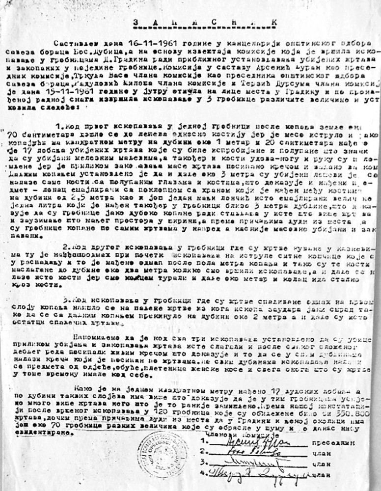 (Фото Записник општинског одбора Савеза бораца Босанске Дубице од 16. 11. 1961.)