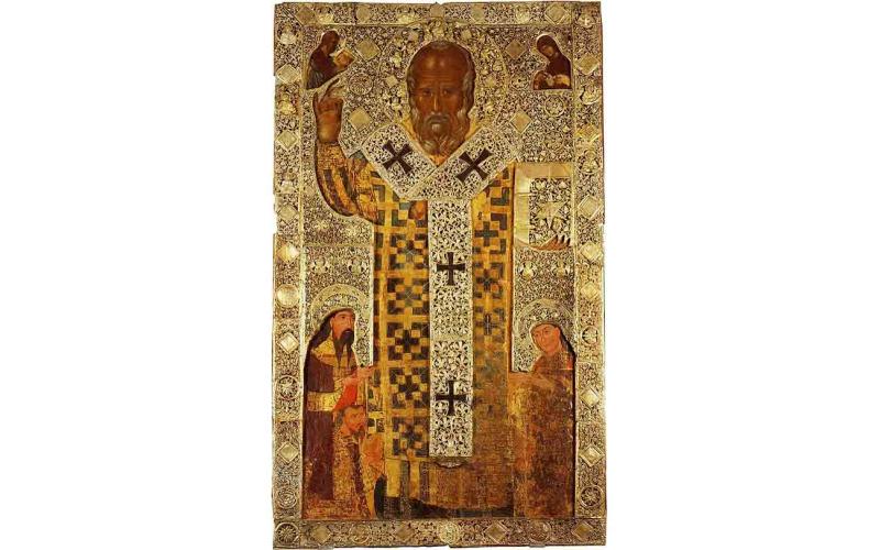 Икона Светог Николе са српским владарима из Барија са сребрним оковом, Wikipedia