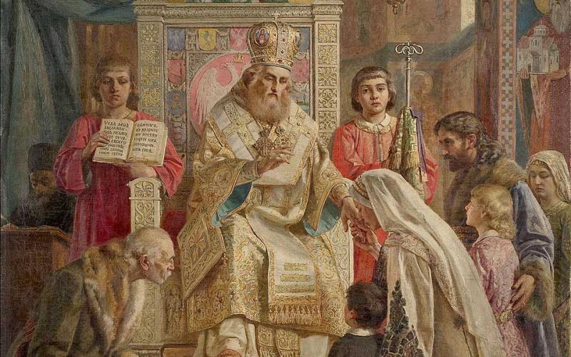 Свети Сава благосиља Србчад, Урош Предић 1921.