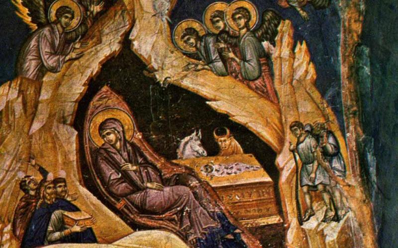 Рођење Христово, фрагмент фреске из Пећке патријаршије (14. век)