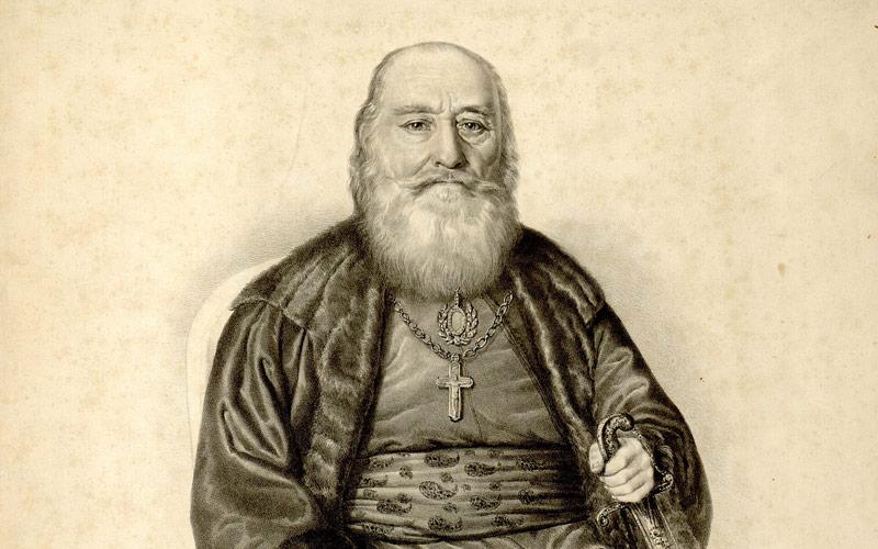 прота Матија Јовановић, фрагмент литографије Атанаса Јовановића, извор оригинала: wikimedia.org